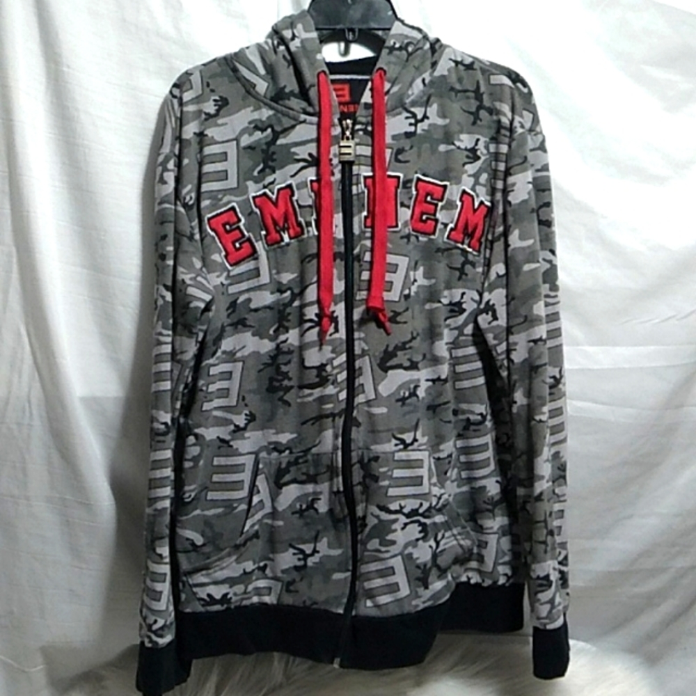 (BX26) SALE! Eminem Zip Up Camo Jacket W/Hood Sz.L Offers Welcome 🤗